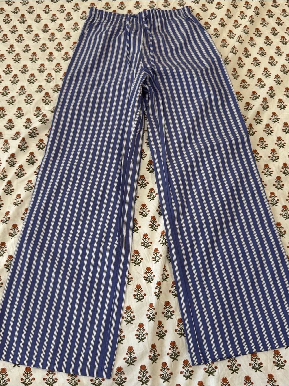 Blue and White Striped Pants